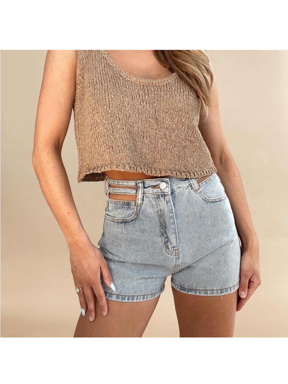 NWOT High-Rise Light Wash Denim Jean Shorts - Light Blue